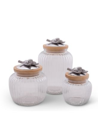 Canister Glass for Kitchen with Rubber Airtight Seal for Food Storage Olive Knob