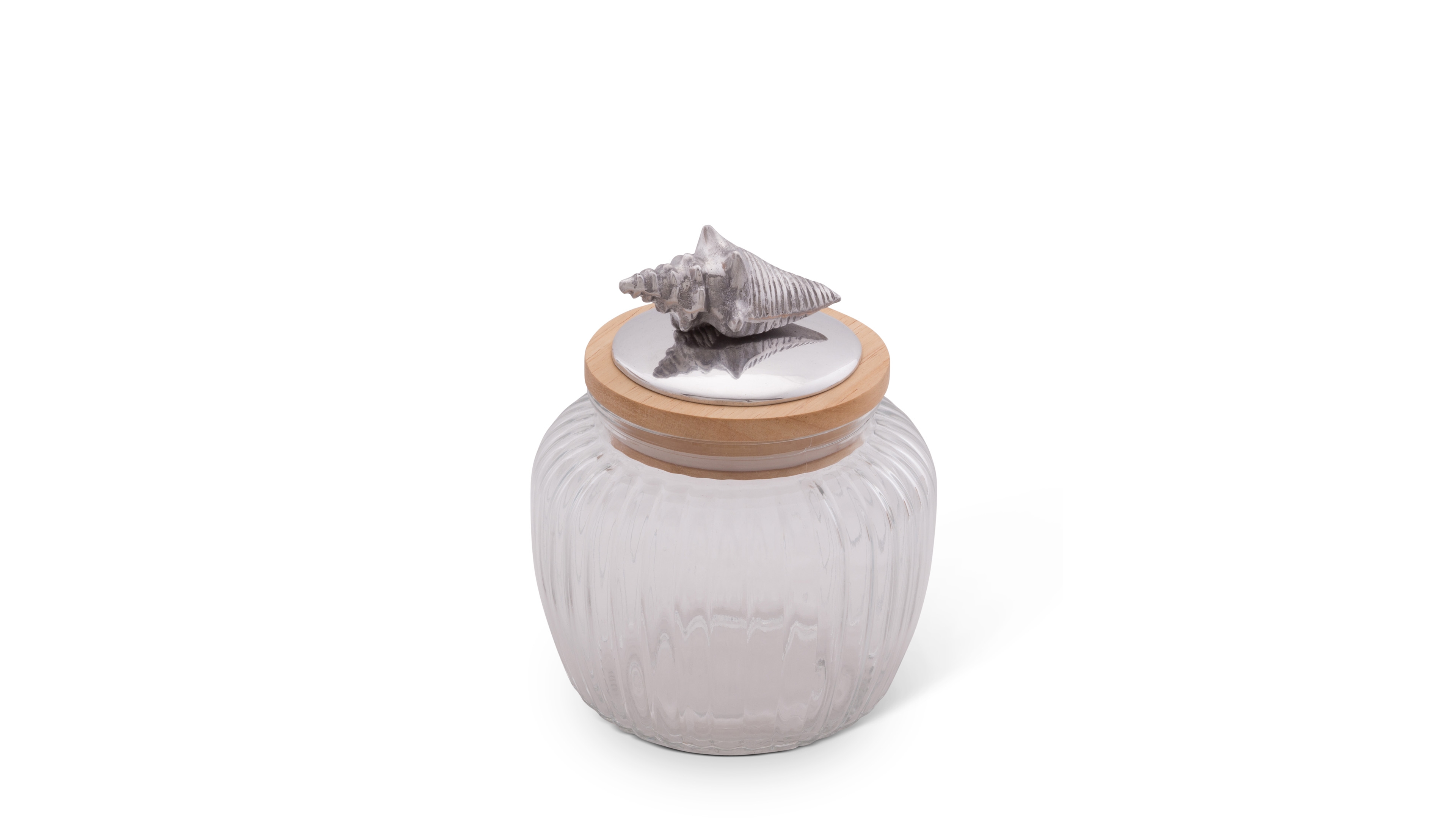 Arthur Court Canister Glass for Kitchen with Rubber Airtight Seal for Food Storage Sea Shell Ocean Pattern Knob