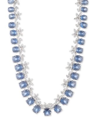 Jenny Packham - Silver-Tone Crystal Flower & Stone Collar Necklace, 16" + 3" extender