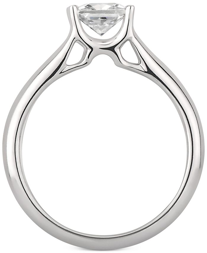 GIA Certified Diamonds - Certified Diamond Princess Solitaire Engagement Ring (1 ct. t.w.) in 14k White Gold