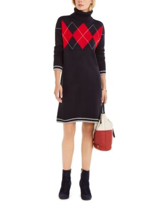 Tommy Hilfiger Argyle-Print Sweater Dress, Created for Macy's - Macy's