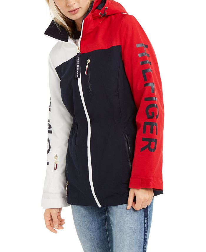 Attent Nuttig Reis Tommy Hilfiger Colorblocked Hooded Logo Rain Jacket & Reviews - Jackets &  Blazers - Women - Macy's