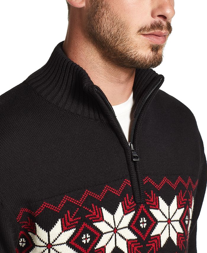 Weatherproof Vintage Men's Snowflake QuarterZip Sweater Macy's