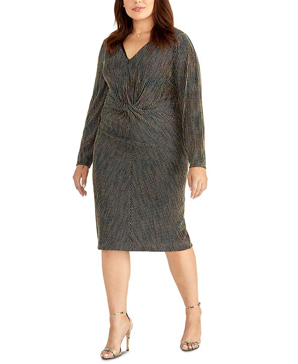 Rachel Rachel Roy Women's Trendy Plus Size Sparkle-Knit Halter Dress Purple Size 14