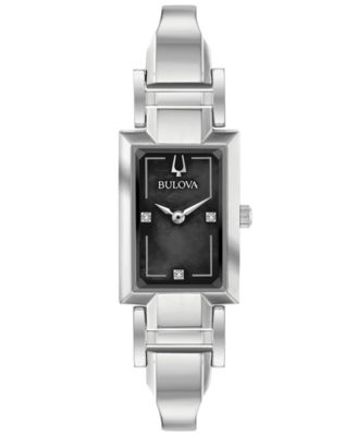 bulova women's diamond accent square watch