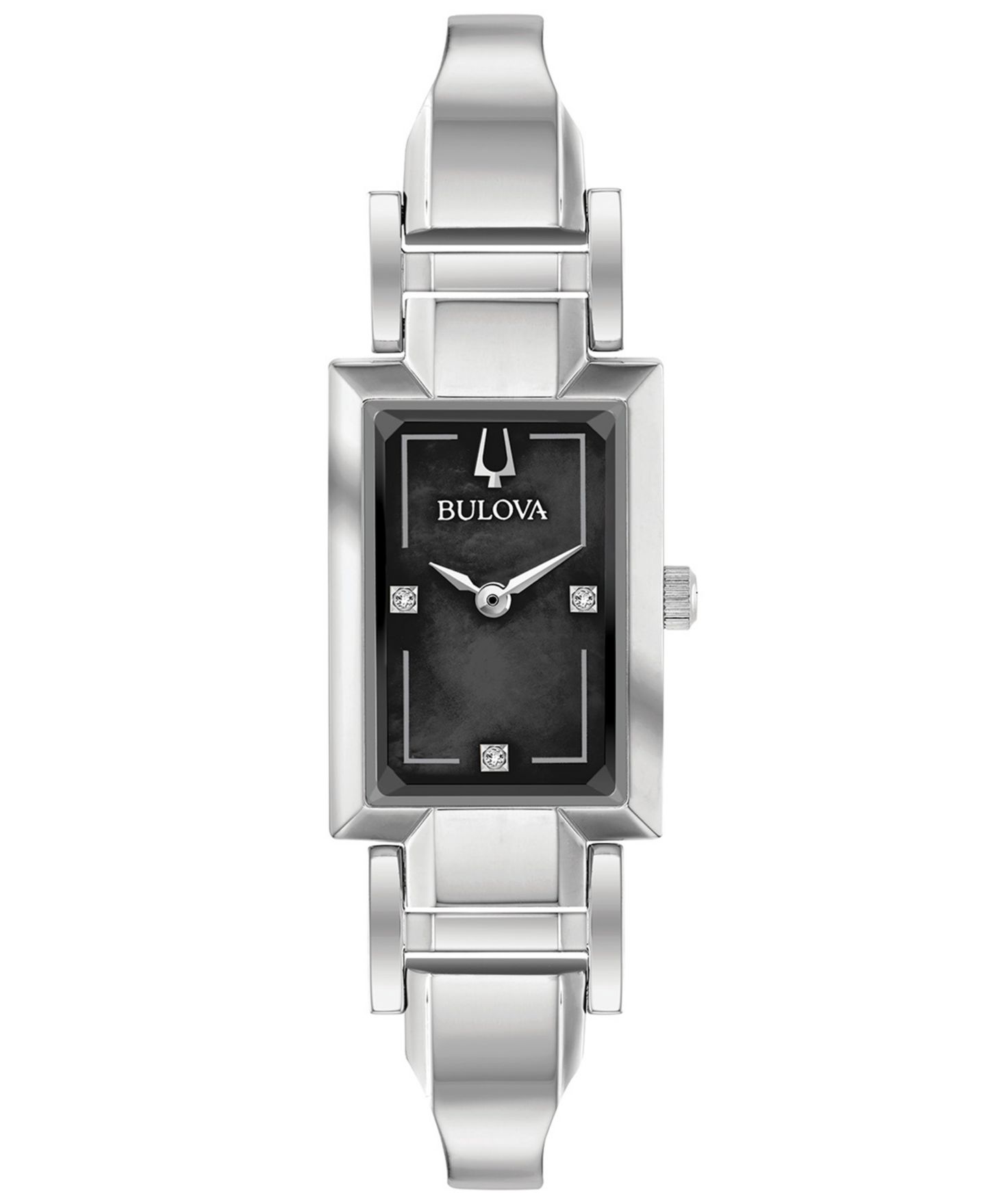 Женские часы Bulova Diamond-Accent Stainless Steel Bangle Bracelet Watch 18x33mm — фото 1
