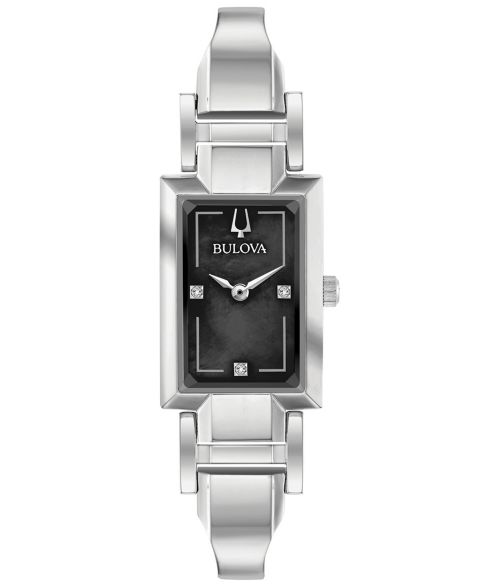 Женские часы Bulova Diamond-Accent Stainless Steel Bangle Bracelet Watch 18x33mm