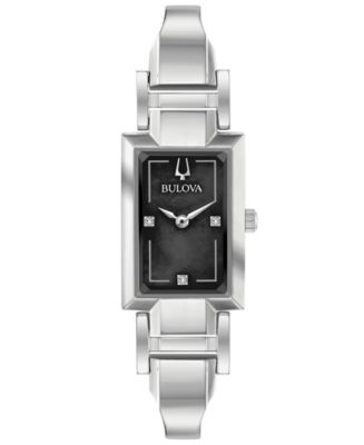 Bulova Women's Diamond-Accent Stainless Steel Bangle Bracelet Watch ...