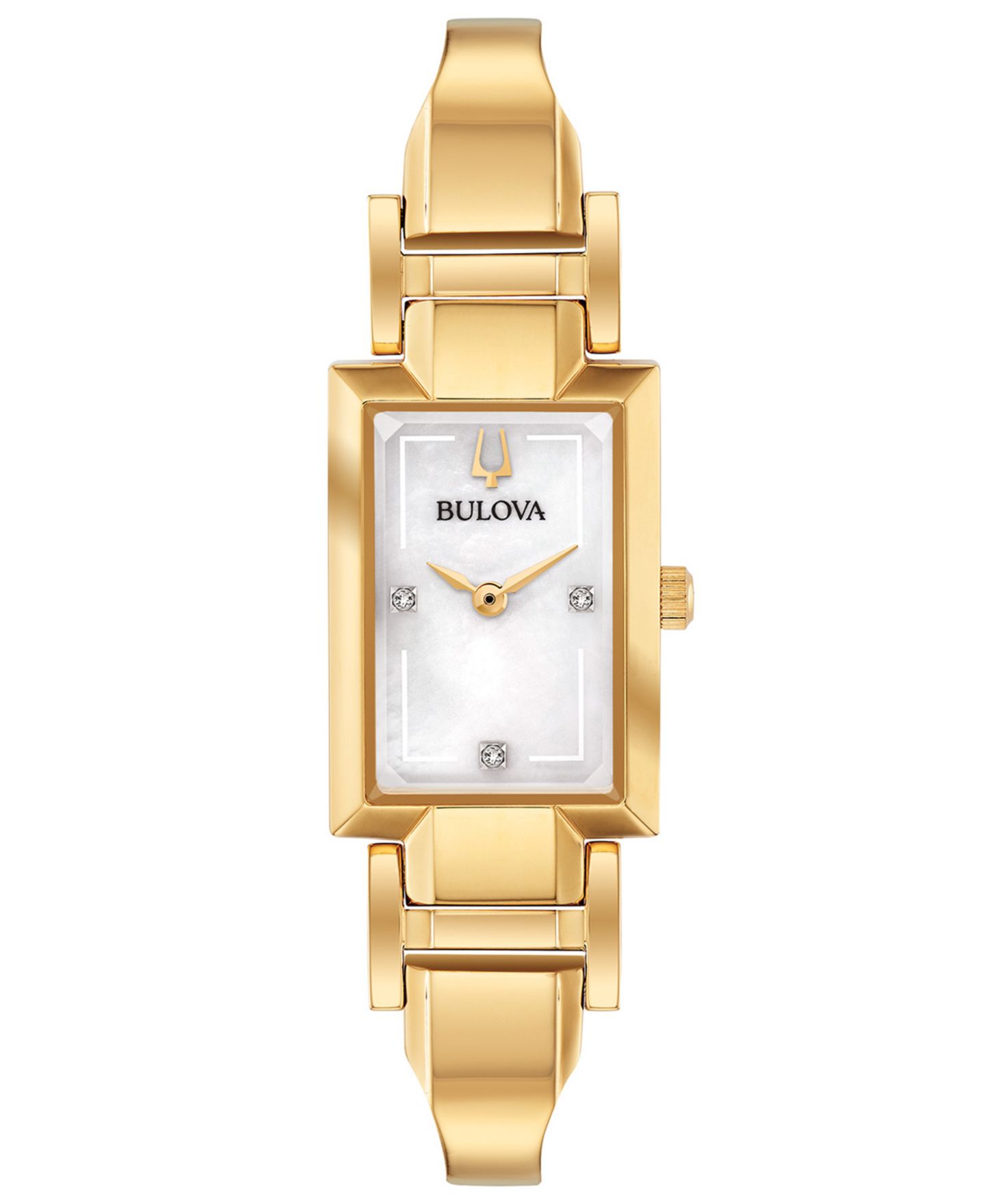 Женские часы Bulova Diamond-Accent Gold-Tone Stainless Steel Bangle Bracelet Watch 18x33mm — фото 1