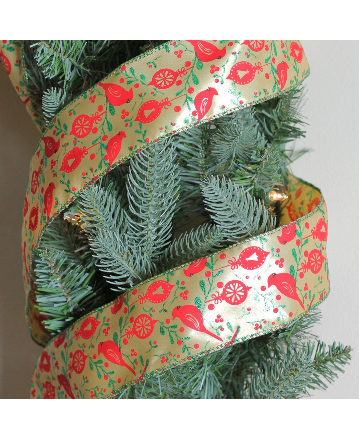 Northlight Pack of 12 Honey Mustard Orange with Red Cardinals Wired Christmas Craft Ribbon Spools - 2.5