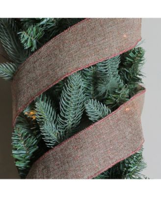 Pack of 12 Beige Burlp and Red Trim Wired Christmas Craft Ribbon Spools - 2.5" x 120 Yards Total