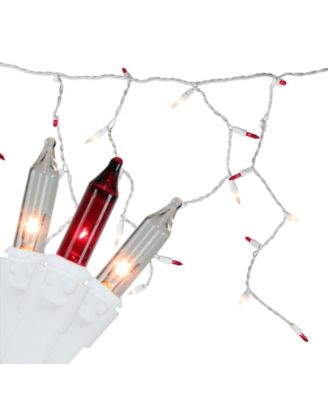 Set of 150 Red Clear Mini Icicle Christmas Lights 3" Spacing - White Wire