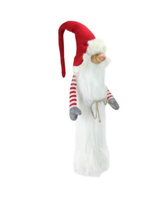 24" Traditional Christmas Slim Santa Gnome with White Fur Suit and Red Hat