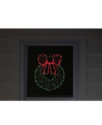 18" Lighted Wreath Christmas Window Silhouette Decoration