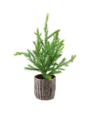 Northlight 12" Artificial Pine Christmas Tree In Faux Wooden Pot In Green