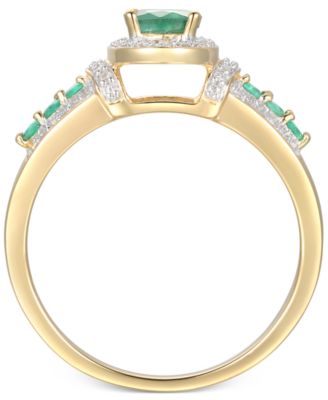Emerald (5/8 ct. t.w.) & Diamond (5/8 ct. t.w.) Statement Ring in 14k Gold Over Sterling Silver