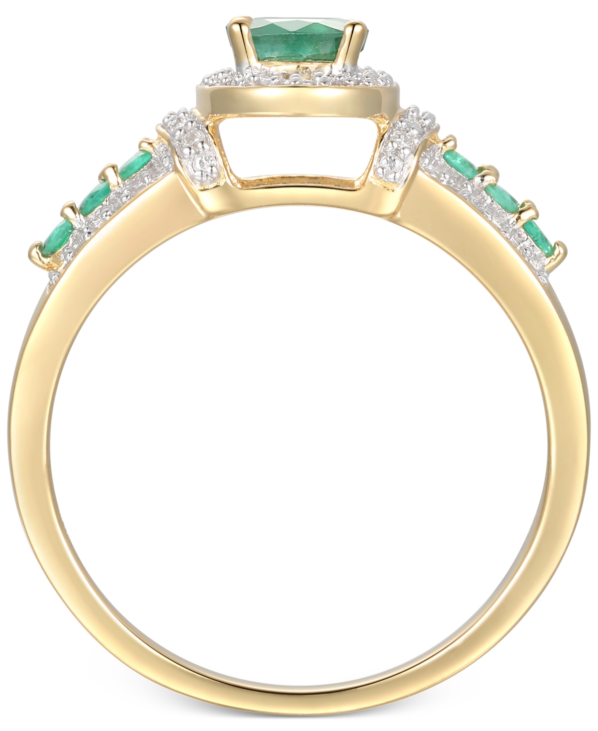 (5/8 ct. t.w.) & Diamond (5/8 ct. t.w.) Statement Ring in 14k Gold Over Sterling Silver - Emerald
