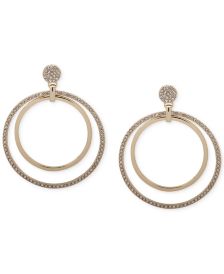 Gold-Tone Pavé Orbital Drop Hoop Earrings