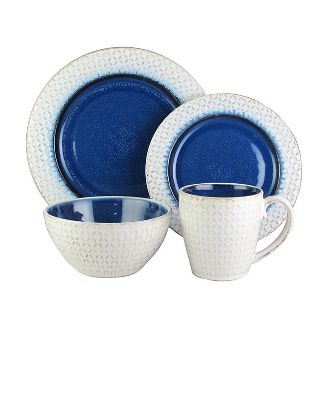 Jay Imports Piper Blue 16Pc Dinnerware Set & Reviews Dinnerware