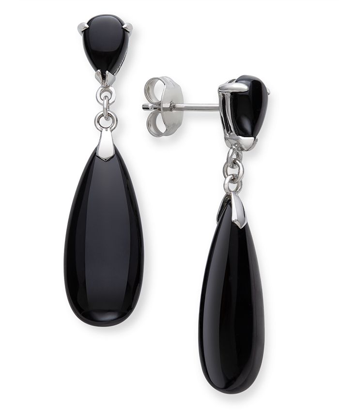 Macy's black online onyx earrings