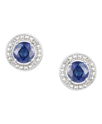 Sapphire (5/8 ct. t.w.) & Diamond Accent Stud Earrings in Sterling Silver (Also Available In Emerald and Ruby)