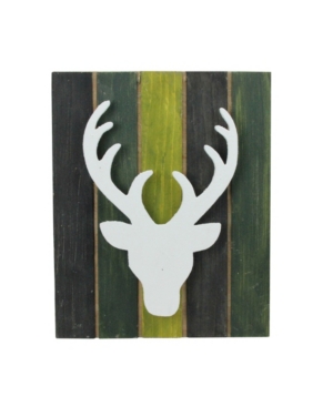 Northlight 13" Wood Deer On Green Washed Pallet Inspired Frame Christmas Wall Hanging In White