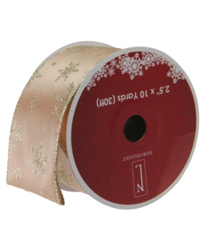 Northlight Sparkling Gold Stars Wired Christmas Craft Ribbon 2.5" X 10 Yards