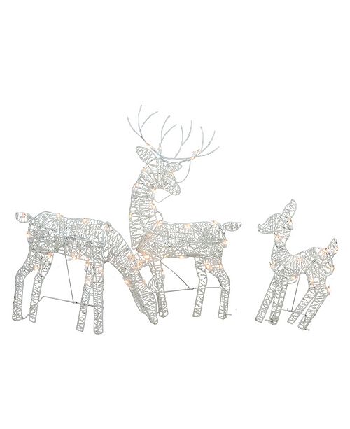 Northlight Set Of 3 White Glittered Doe Fawn And Reindeer Lighted