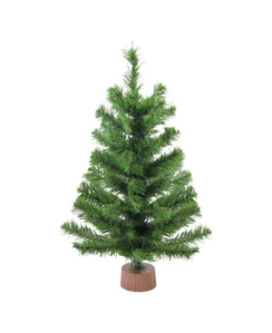 Northlight 24" Mini Pine Artificial Christmas Tree In Faux Wood Base In Brown