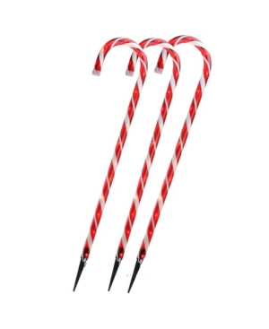 Shop Northlight Set Of 3 Lighted Candy Cane Christmas Outdoor Decorations 28" In Red