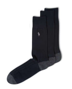 Polo Ralph Lauren Men's Socks Soft Touch Ribbed Heel Toe 3 Pack