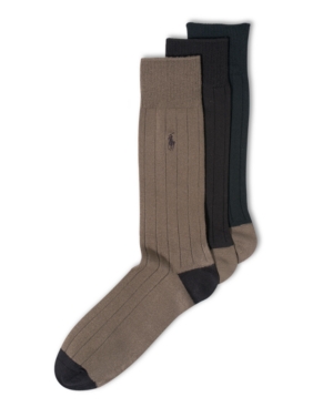 image of Polo Ralph Lauren Men-s Socks, Soft Touch Ribbed Heel Toe 3 Pack