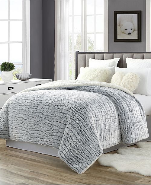 Cathay Home Inc Tahari Faux Fur And Sherpa Reversible Comforter