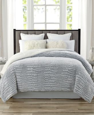 Cathay Home Inc. - Tahari Faux Fur and Sherpa Reversible Comforter - Full/Queen