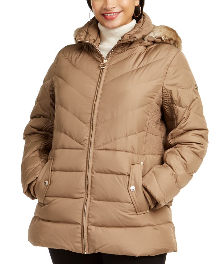 Stedord sandwich indhold Michael Kors Plus Size Faux-Fur-Trim Hooded Puffer Coat, Created for Macy's  & Reviews - Coats & Jackets - Plus Sizes - Macy's