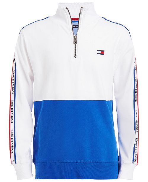 Tommy Hilfiger Big Boys Axel Colorblocked 1 4 Zip Logo Lightweight Sweatshirt Reviews Sweaters Kids Macy S