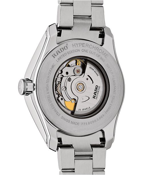 Rado Limited Edition Swiss Automatic Hyperchrome Stainless Steel Bracelet Watch 44mm Created For Macy S Reviews All Fine Jewelry Jewelry Watches Macy S