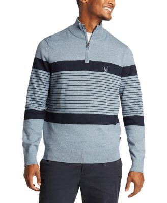 Nautica - Men's Blue Sail Navtech Quarter-Zip Sweater in Engineered Stripe