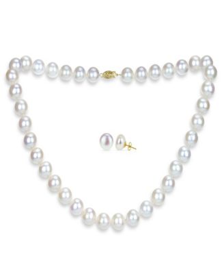 macy's pearl necklace and earrings set