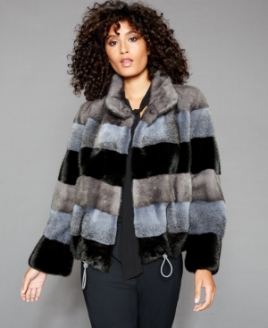 image of The Fur Vault Striped Mink-Fur Jacket