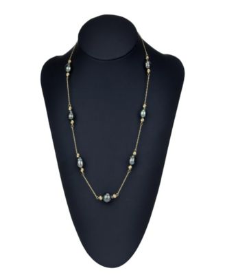 Black Tahitian Pearl (8-9mm) Necklace in 14k White or Yellow Gold