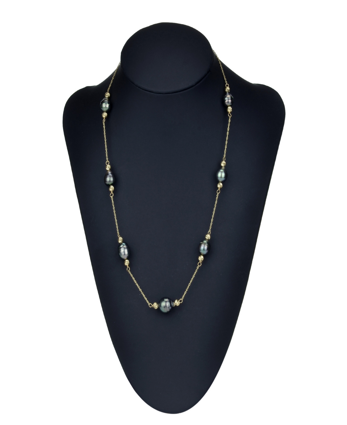 Black Tahitian Pearl (8-9mm) Necklace in 14k White or Yellow Gold