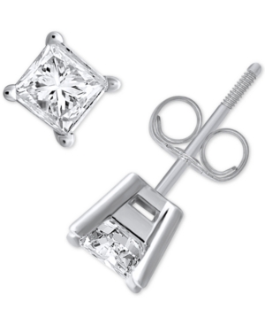 image of Certified Diamond Princess Stud Earrings (1 ct. t.w.) in 14k White Gold