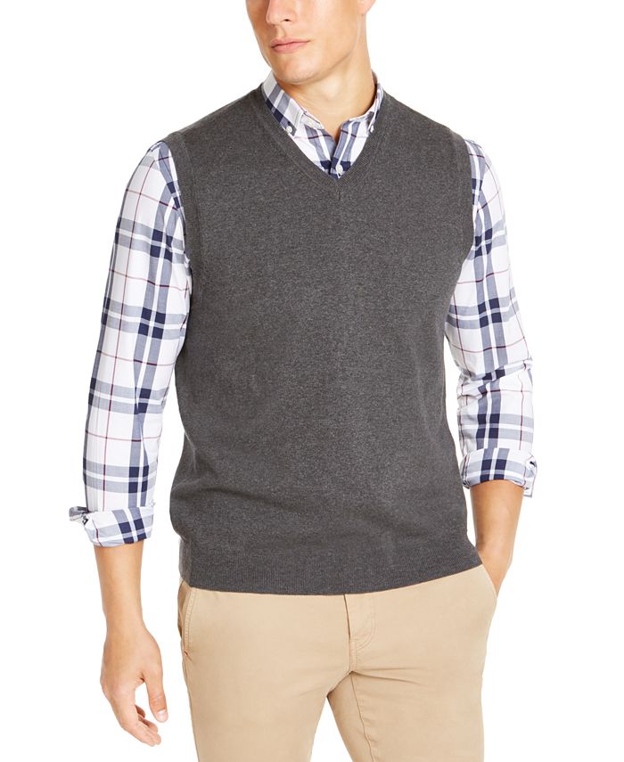 Club Room Men's Regular-Fit V-Neck Sweater Vest, Created for Macy's ...