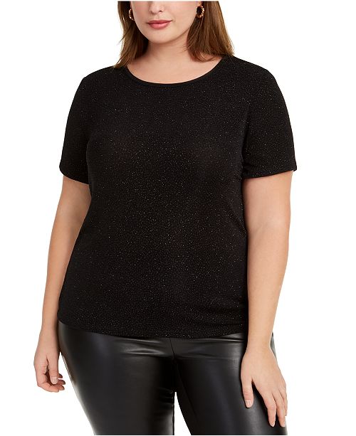 Bar Iii Trendy Plus Size Textured Sparkle T Shirt Created For