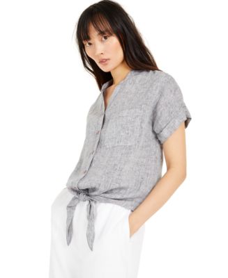 売れ筋商品|||チャータークラブ カットソー トップス レディース Petite Linen Tie-Front Top, Exclusively at Macy's Bright White Charter Club Petite Linen Tie-Front Top, Created For Macy's