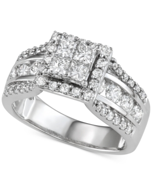 image of Diamond Quad Cluster Engagement Ring (2 ct. t.w.) in 14k White Gold