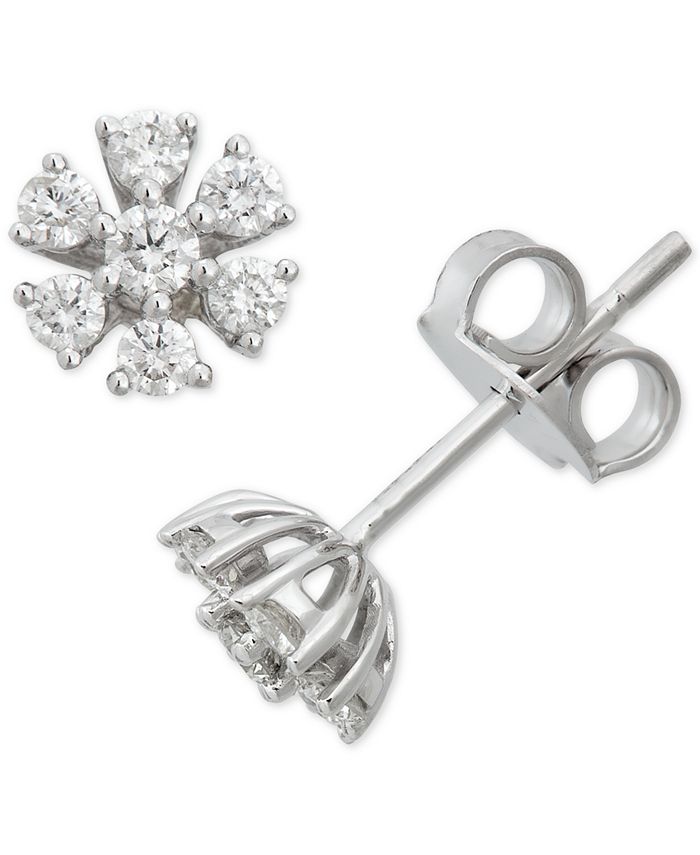 Macy's - Diamond Floral Starburst Stud Earrings (1/4 ct. t.w.) in 14k White Gold