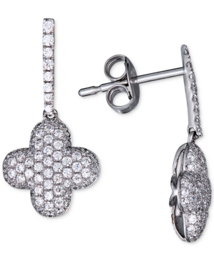 image of Diamond Clover Drop Earrings (3/4 ct. t.w.) in 14k White Gold