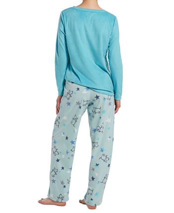 HUE Women's 3-Piece Sueded Fleece Pajama Set - Long Sleeve Top, Pants & Socks, Gift-Banded